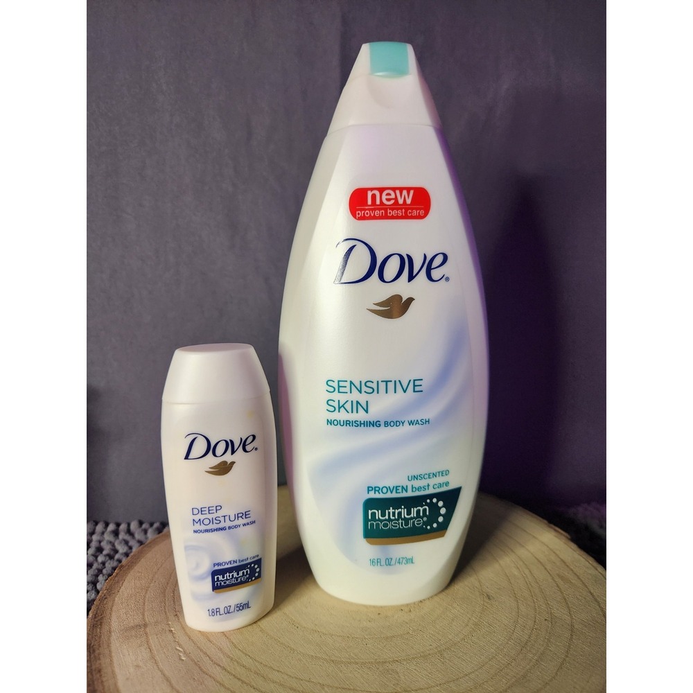 Dove Sensitive Skin Body Wash 16 OZ~NEW OLD STOCK+Trial Size‎ Bonus Included!